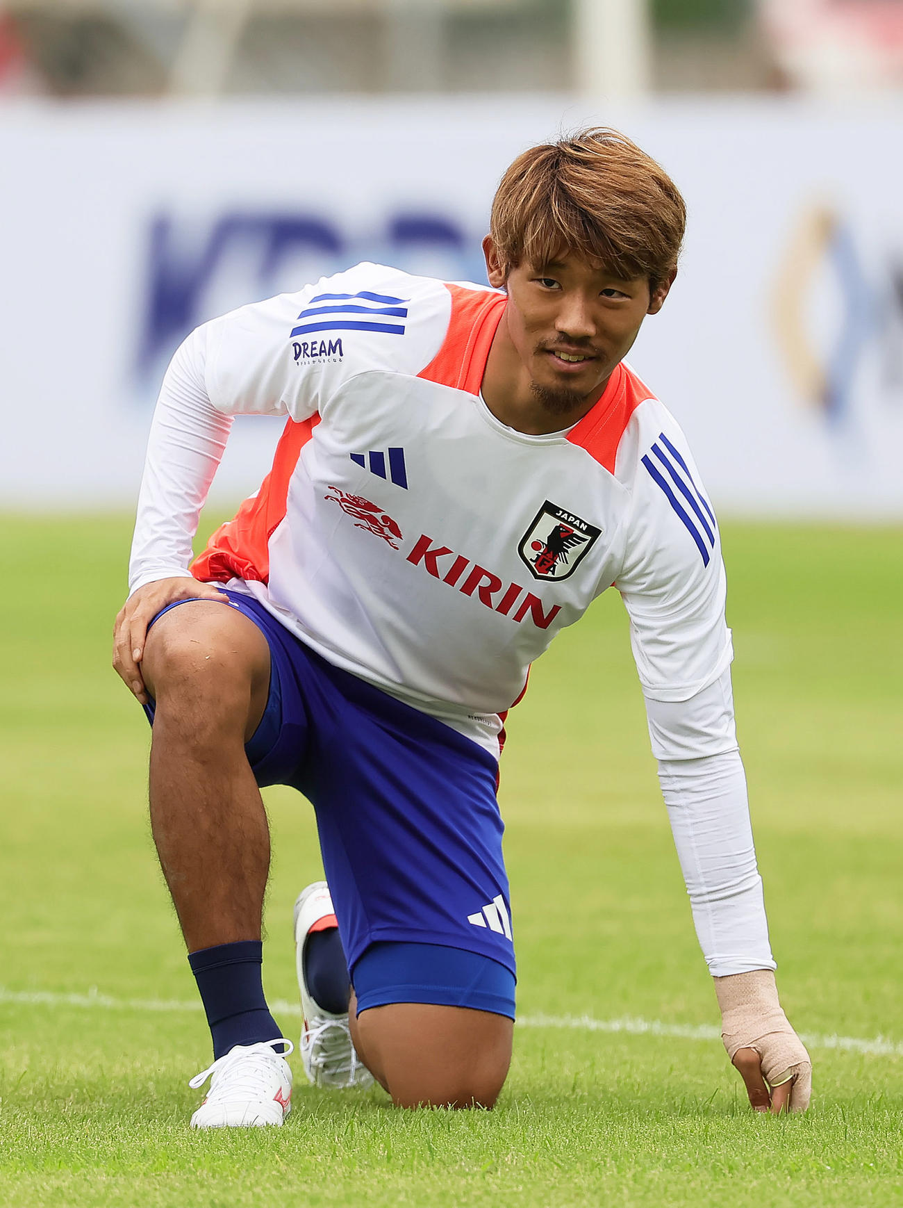 練習に臨む守田（撮影・足立雅史）