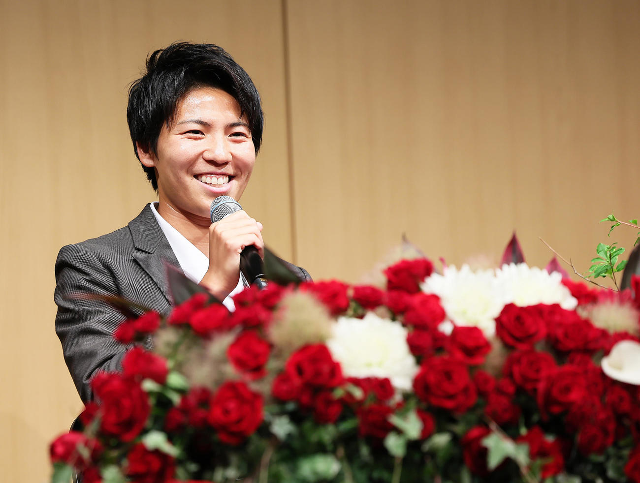 なでしこジャパンパリ五輪メンバーに選出され、喜びを語る三菱重工浦和清家（撮影・足立雅史）