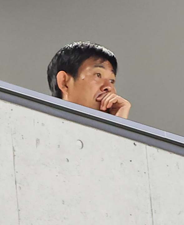 G大阪対柏　視察する日本代表森保監督（撮影・上田博志）