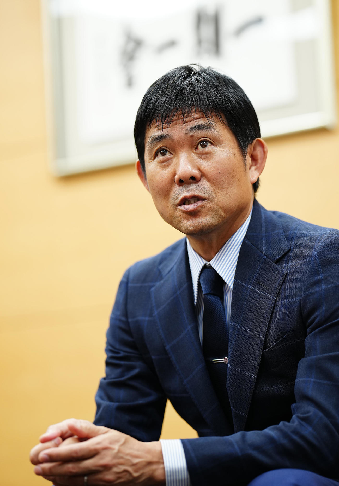 対談に臨むサッカー日本代表森保監督（撮影・垰建太）