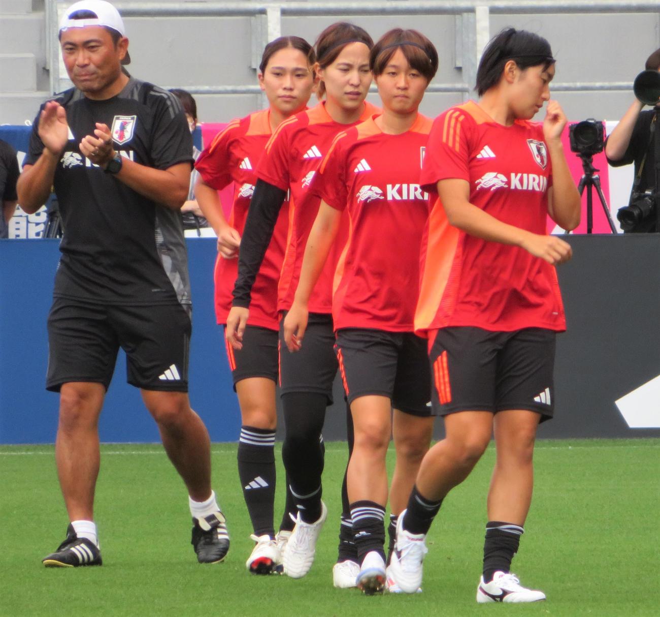 2024年7月12日、ガーナ戦に向けて調整するサッカー女子日本代表（撮影・佐藤成）