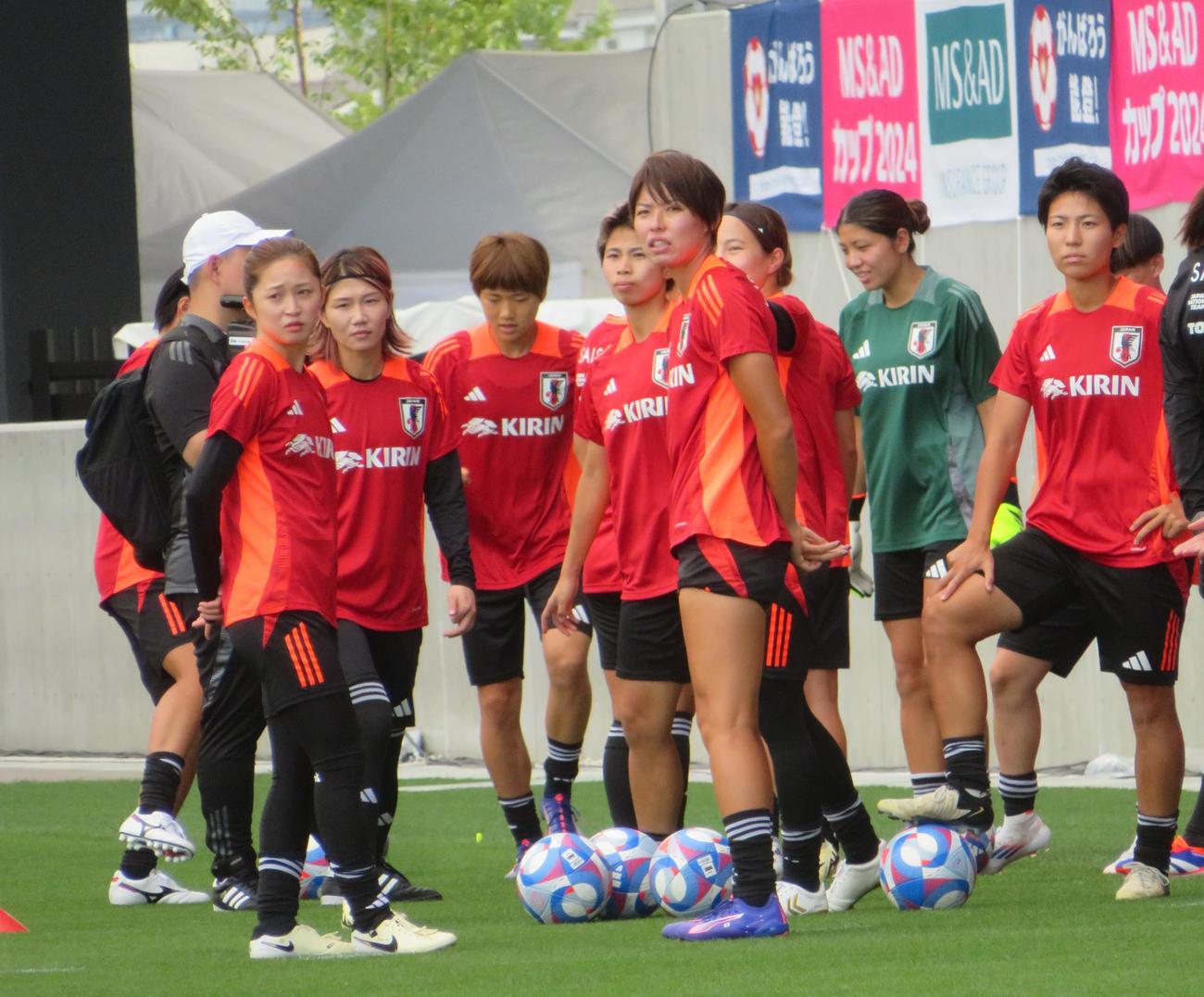 2024年7月12日、ガーナ戦に向けて調整するサッカー女子日本代表（撮影・佐藤成）