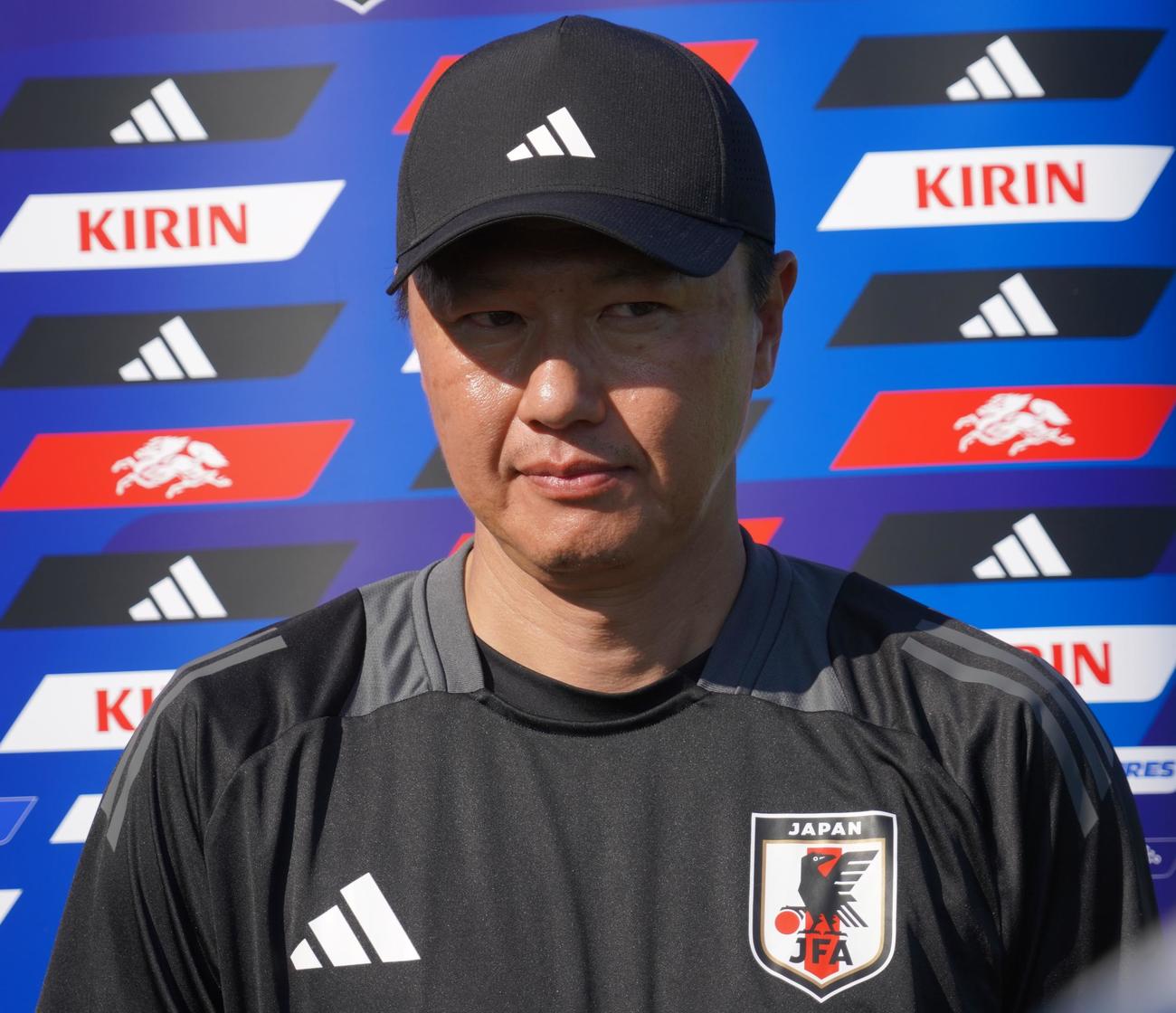 フランスとの親善試合に向けて調整したU－23日本代表大岩剛監督（撮影・佐藤成）