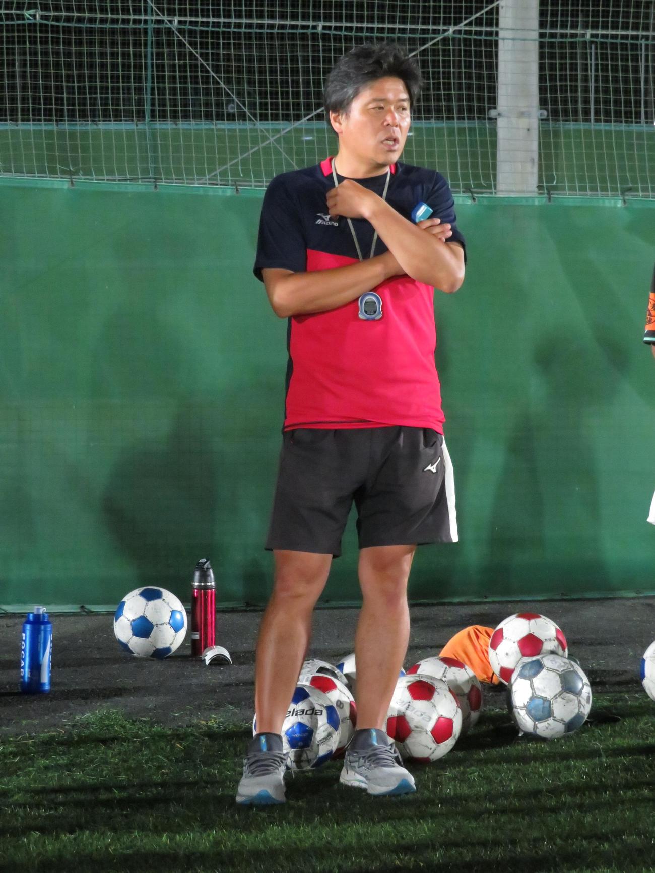 パリ五輪サッカー女子日本代表なでしこジャパンFW千葉玲海菜の出身チーム、リベルダード磐城の長岡芳明さん（2024年6月20日撮影）