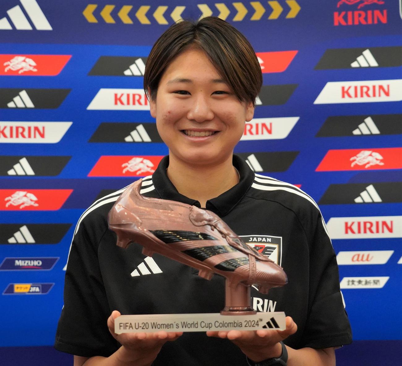 FIFAU－20女子W杯でブロンズブーツ賞を受賞したU－20女子日本代表FW土方麻椰（撮影・佐藤成）