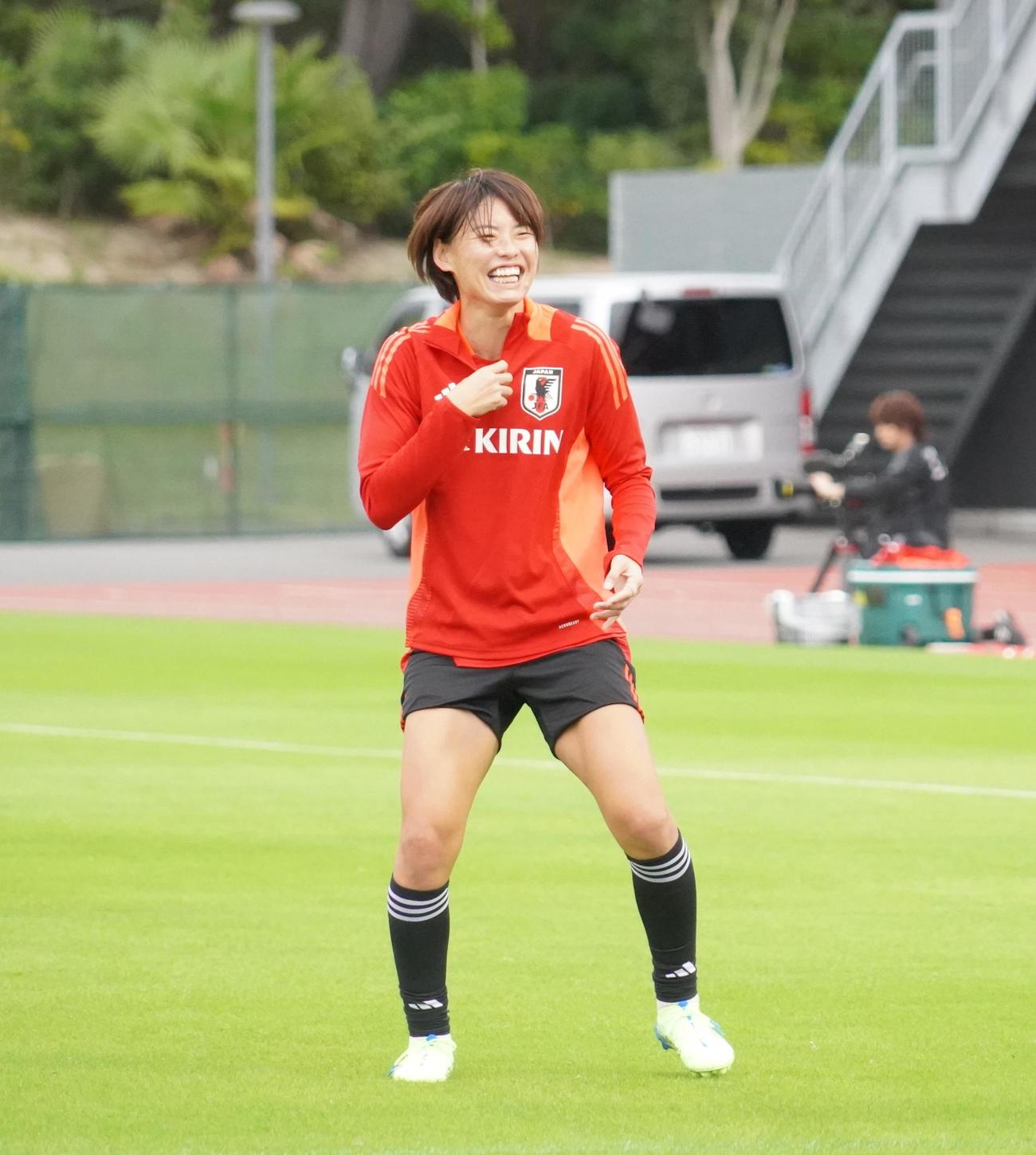 女子韓国代表戦に向けて活動する女子日本代表なでしこジャパンDF熊谷紗希（撮影・佐藤成）