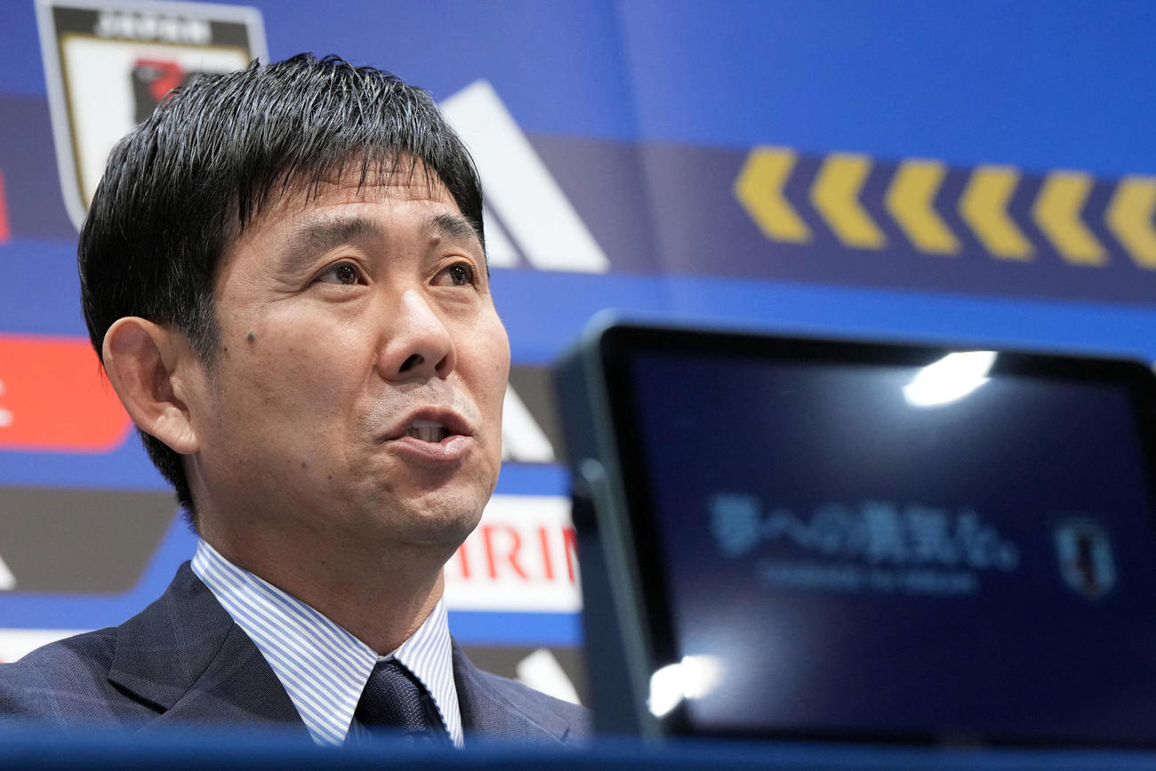 サッカー日本代表メンバーを発表する森保監督（撮影・たえ見朱実）
