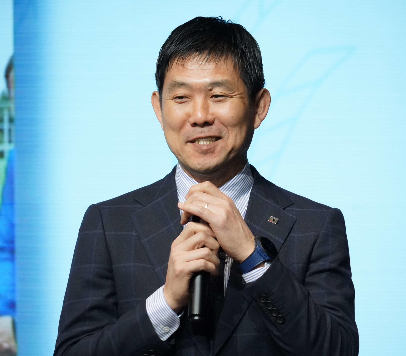 トークイベント「未来人材共創ワークショップ“未来のサッカーを考える日本代表”になろう」に出席した日本代表の森保一監督（撮影・佐藤成）