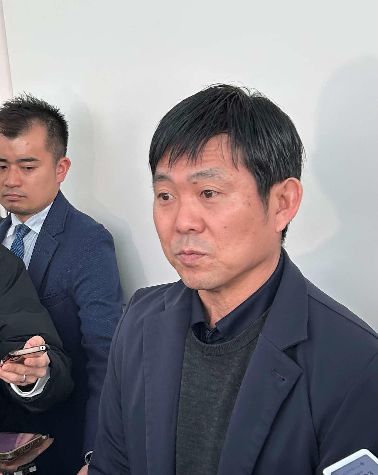 欧州視察から帰国し、メディア取材に応じるサッカー日本代表の森保一監督