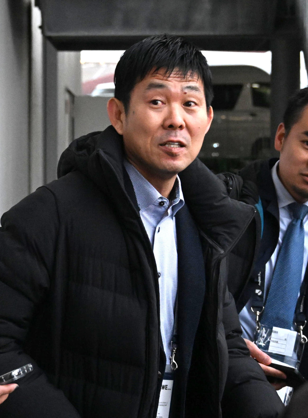G大阪対清水　報道陣の質問に答える日本代表森保監督（撮影・石井愛子）