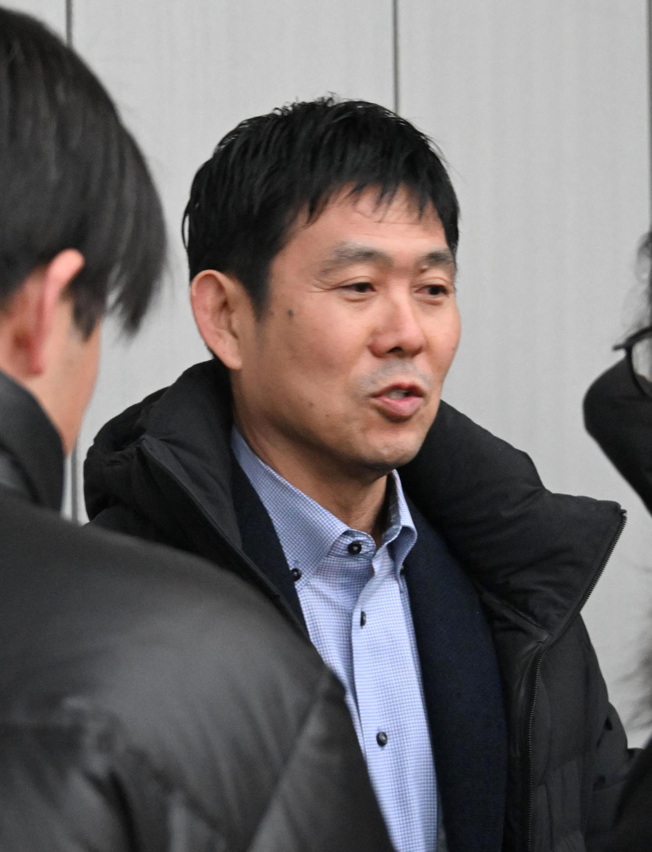 G大阪対清水　報道陣の質問に答える日本代表森保監督（撮影・石井愛子）
