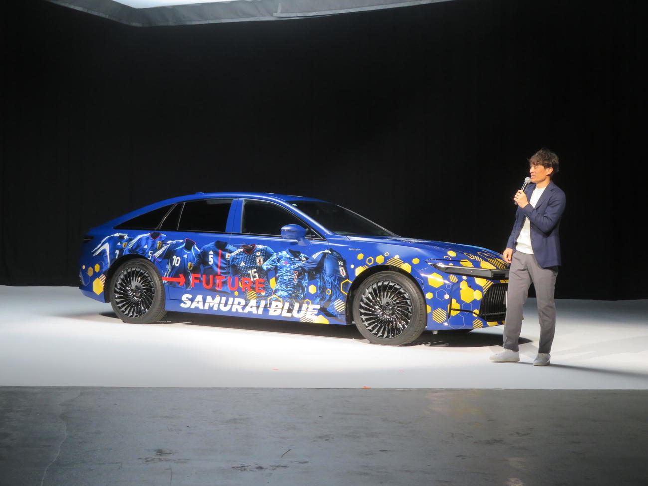 「SAMURAI BLUE TO THE FUTURE」のローンチイベントに出席した日本サッカー協会の宮本恒靖会長（撮影・佐藤成）