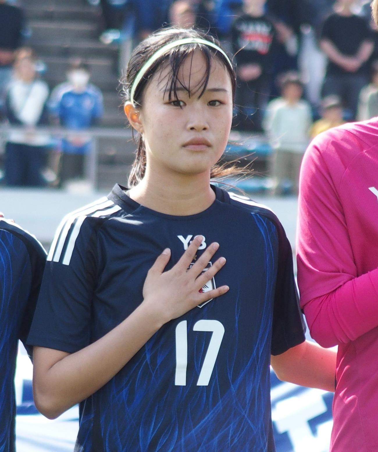 コロンビア女子との練習試合に出場したなでしこジャパンMF真城美春（撮影・永田淳）