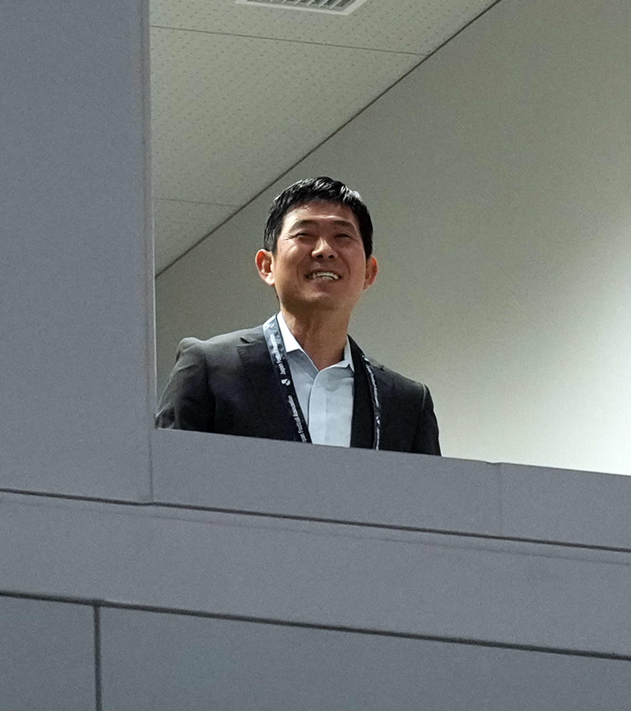 東京対柏　視察に訪れた森保サッカー日本代表監督（撮影・たえ見朱実）