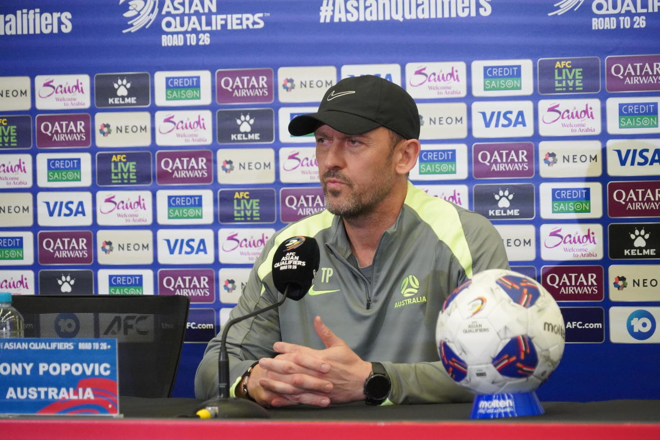 26年ワールドカップ（W杯）北中米大会アジア最終予選日本代表戦の前日会見に出席したオーストラリア代表のポポビッチ監督（撮影・佐藤成）