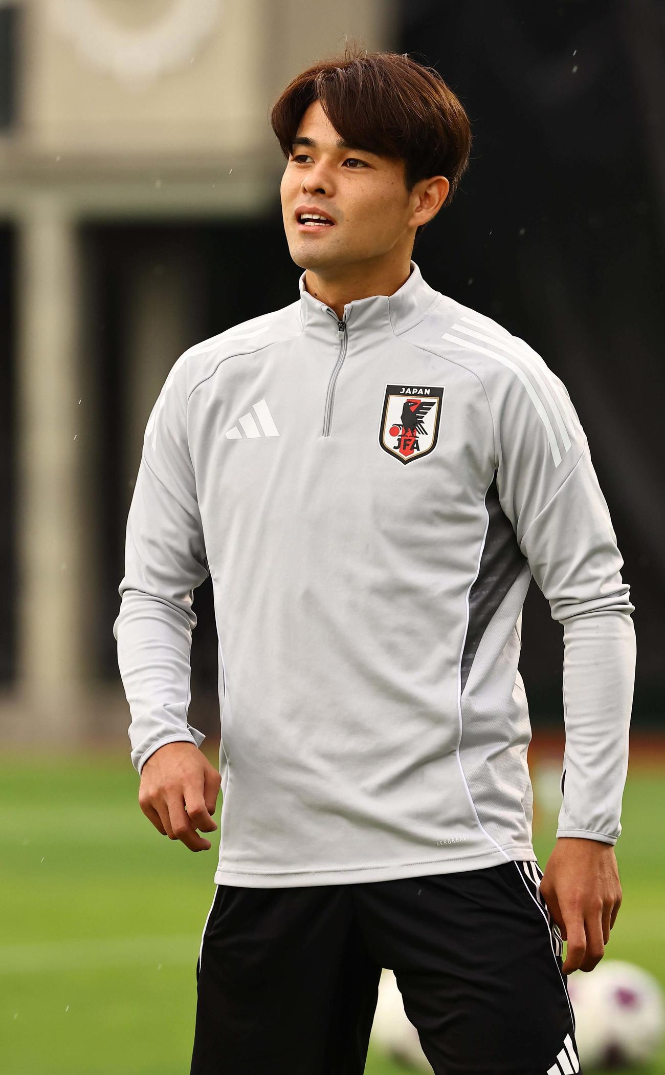 笑顔を見せる日本代表佐野海（撮影・上田博志）