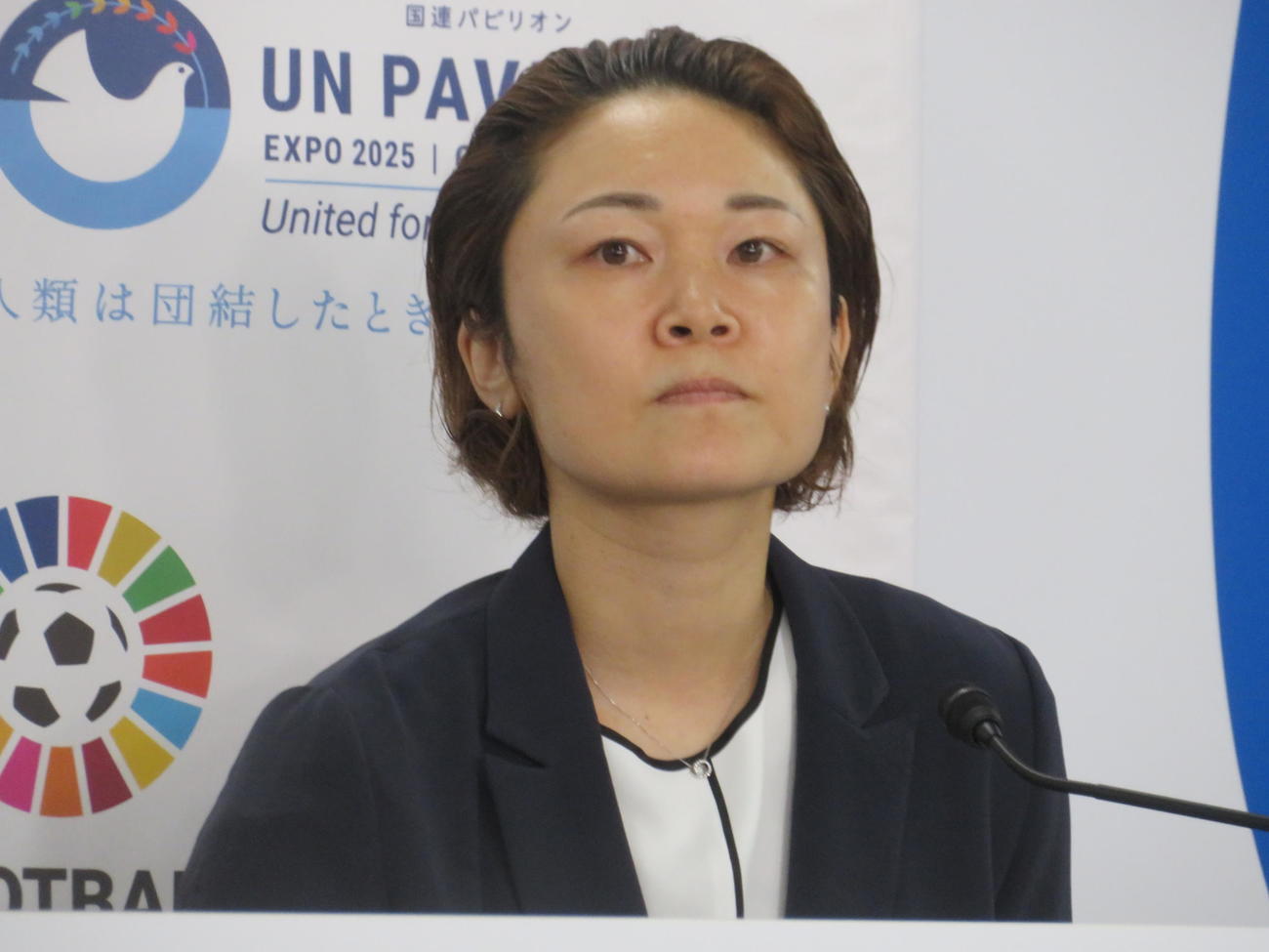 国連の「Football for the Goalsイニシアチブ」に関するトークイベントに出席した元女子サッカー日本代表なでしこジャパンの阪口夢穂（撮影・佐藤成）