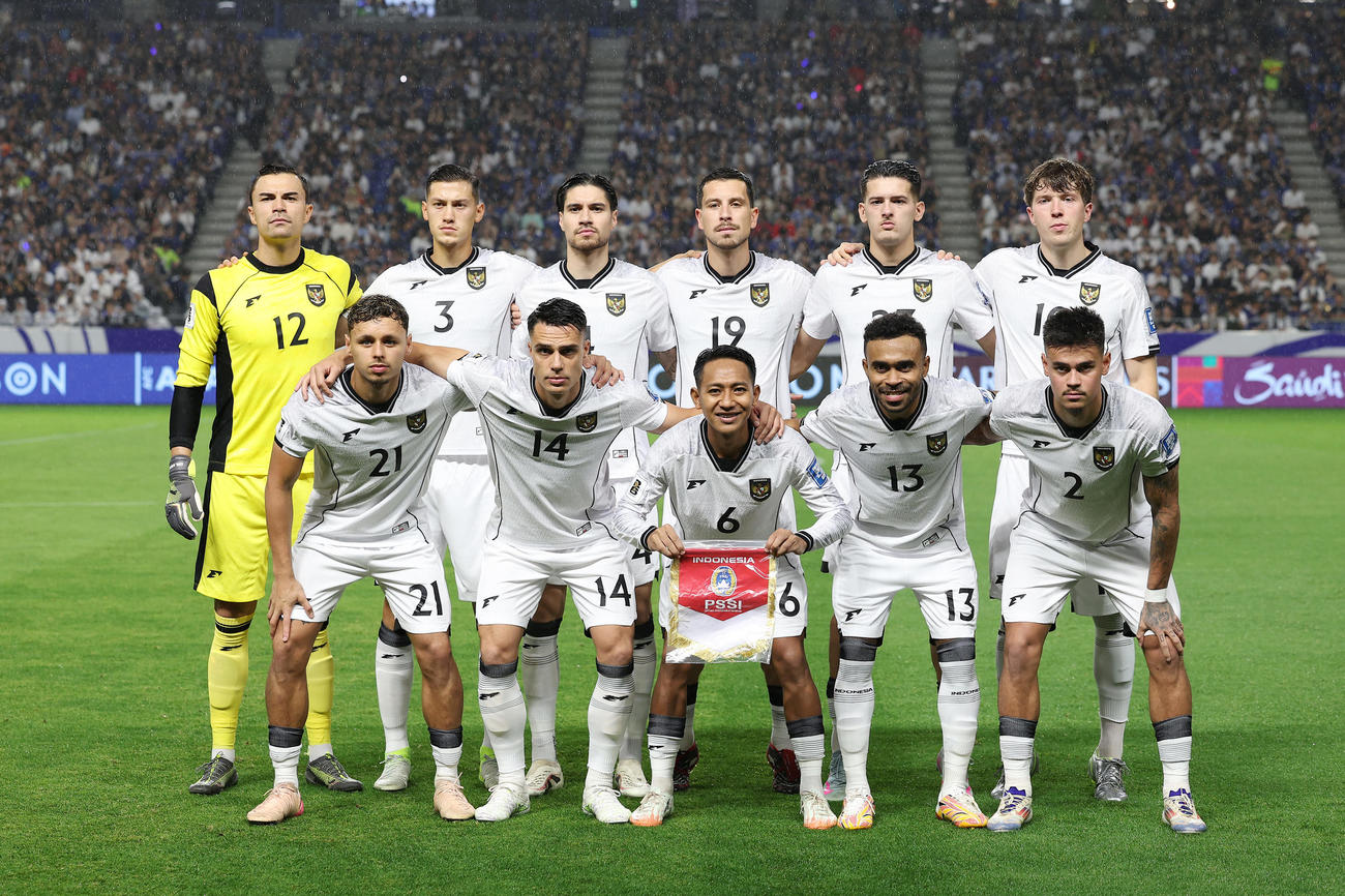 日本対インドネシア　日本戦に臨むインドネシア代表の選手たち（撮影・前田充）