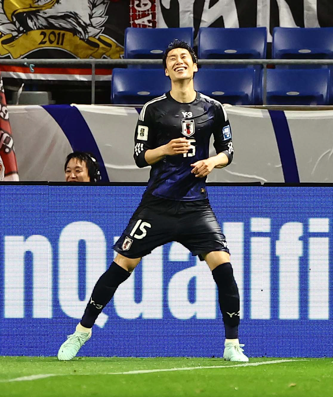 日本対インドネシア　前半終了間際にもゴールを決めた鎌田（撮影・上田博志）