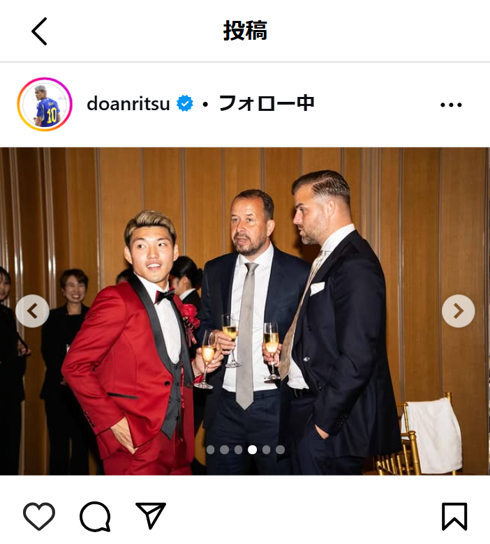 堂安律のインスタグラムから