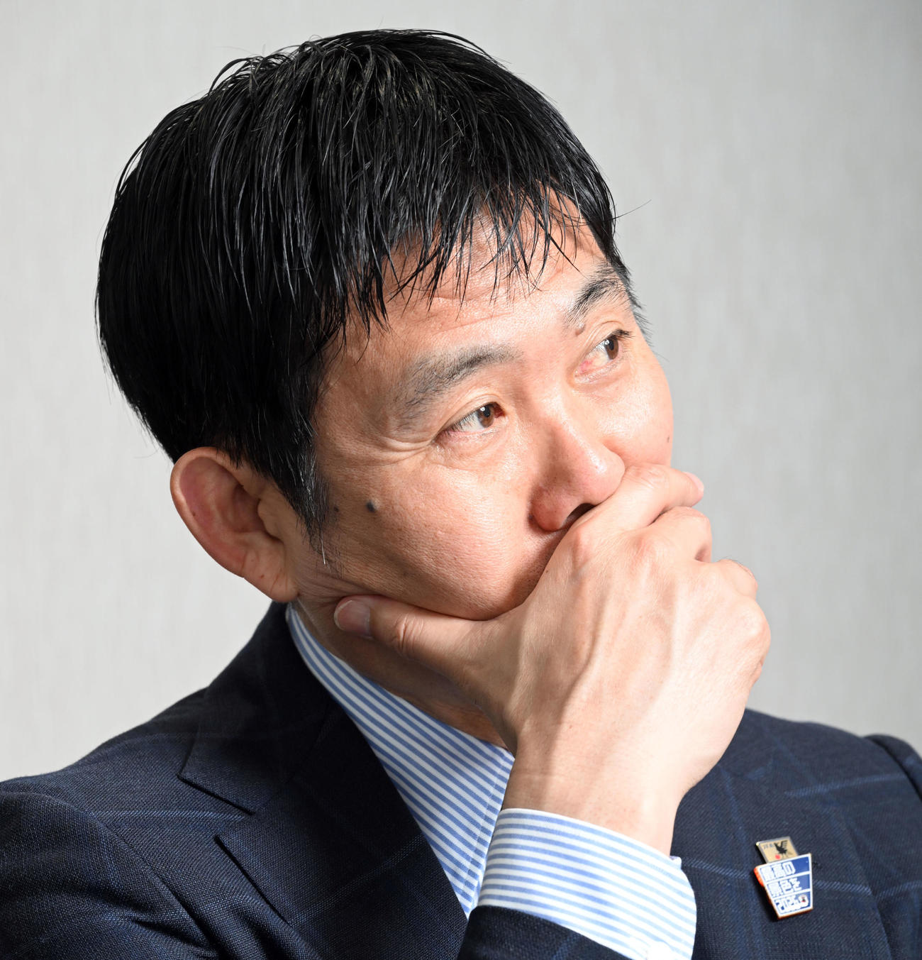 インタビューに応じるサッカー日本代表の森保監督