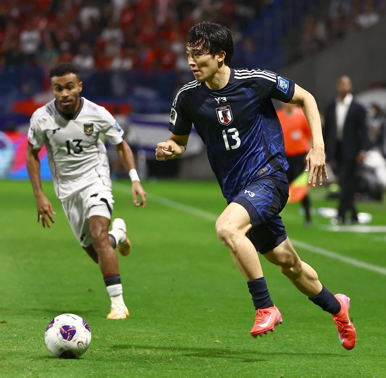 北中米サッカーW杯アジア最終予選　日本対インドネシア　日本代表中村敬斗（撮影・上田博志）