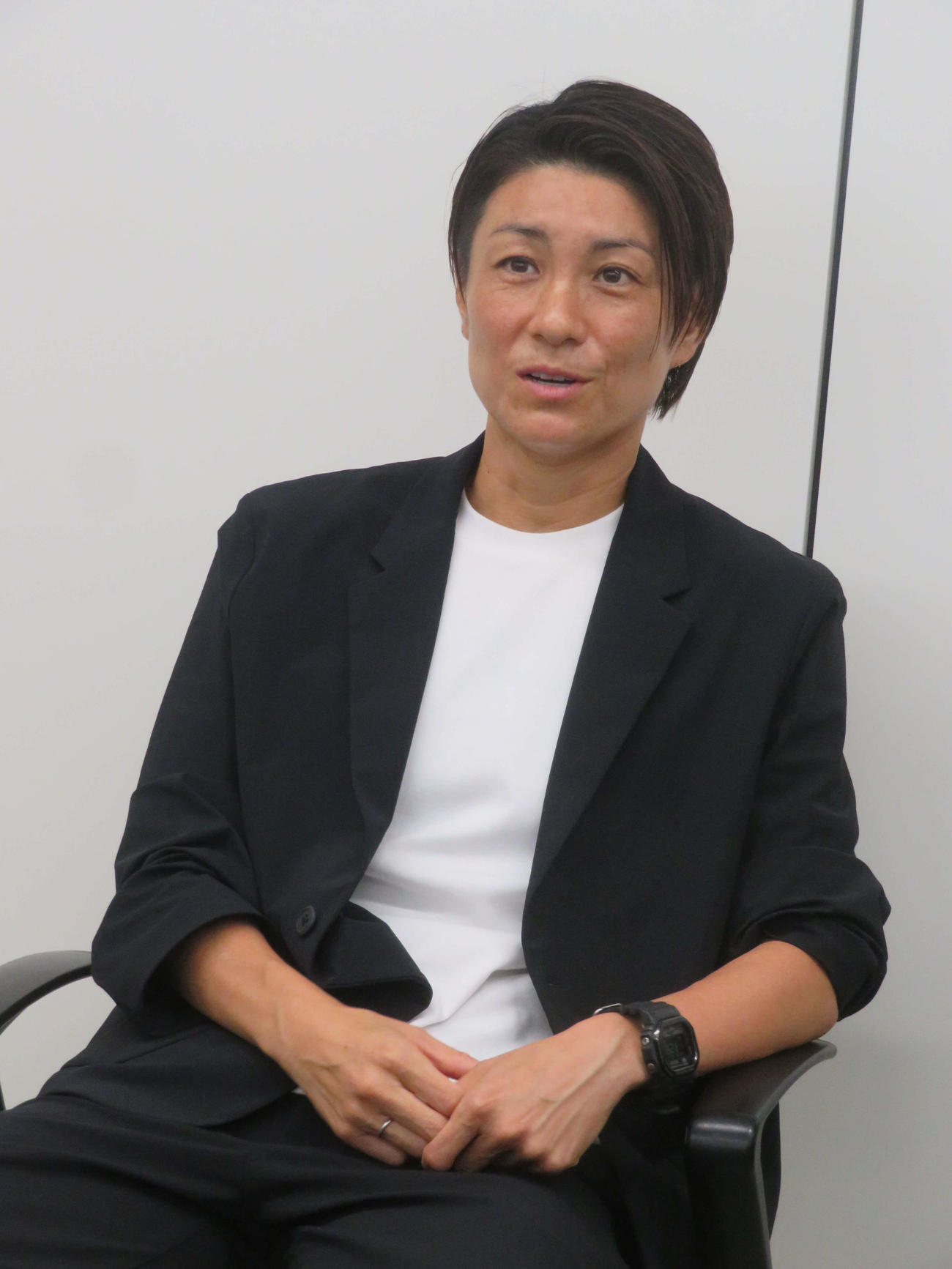 日本サッカー協会（JFA）のロールモデルコーチに就任した近賀ゆかりさん（撮影・佐藤成）