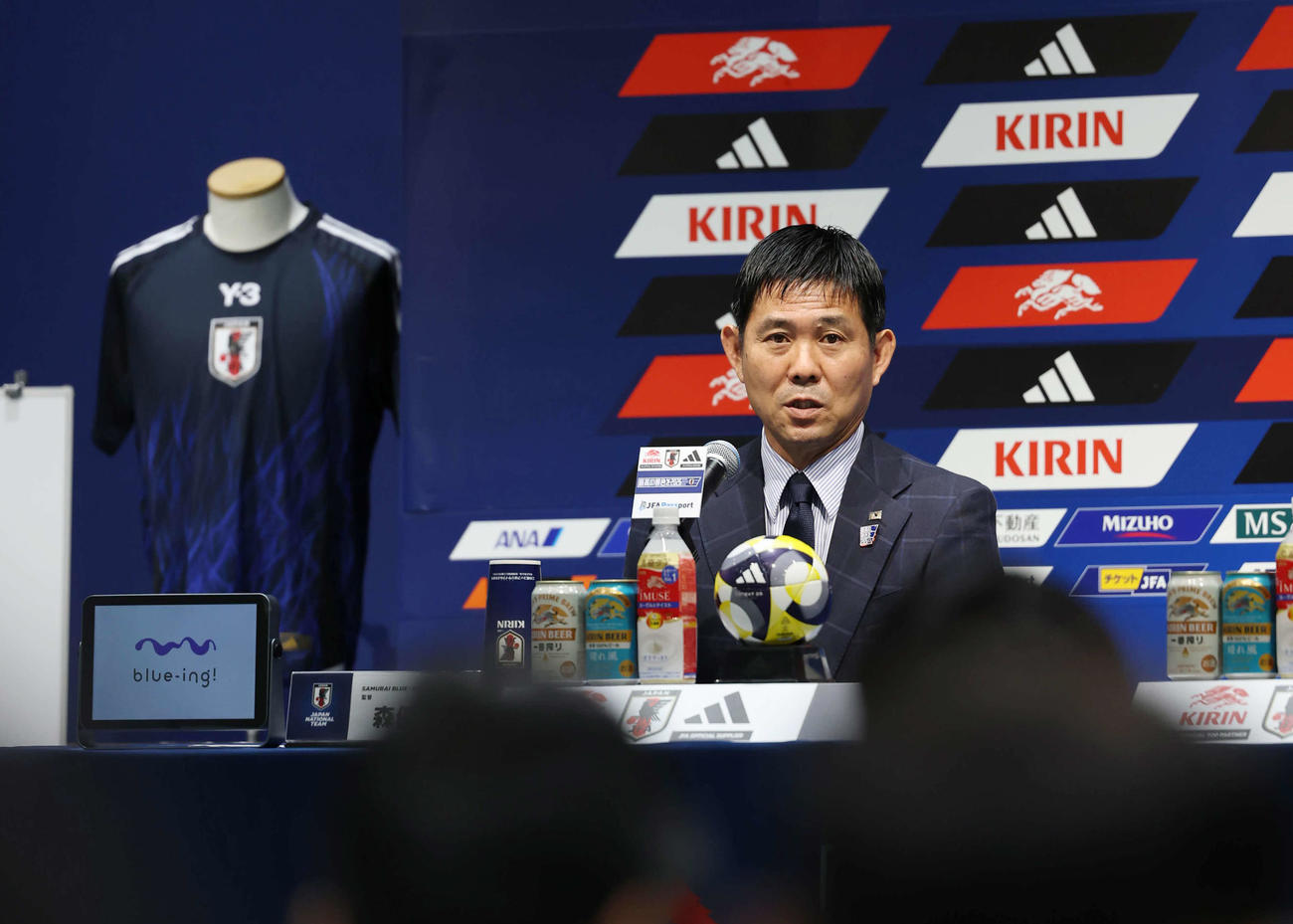 会見に臨む日本代表森保一監督（撮影・増田悦実）