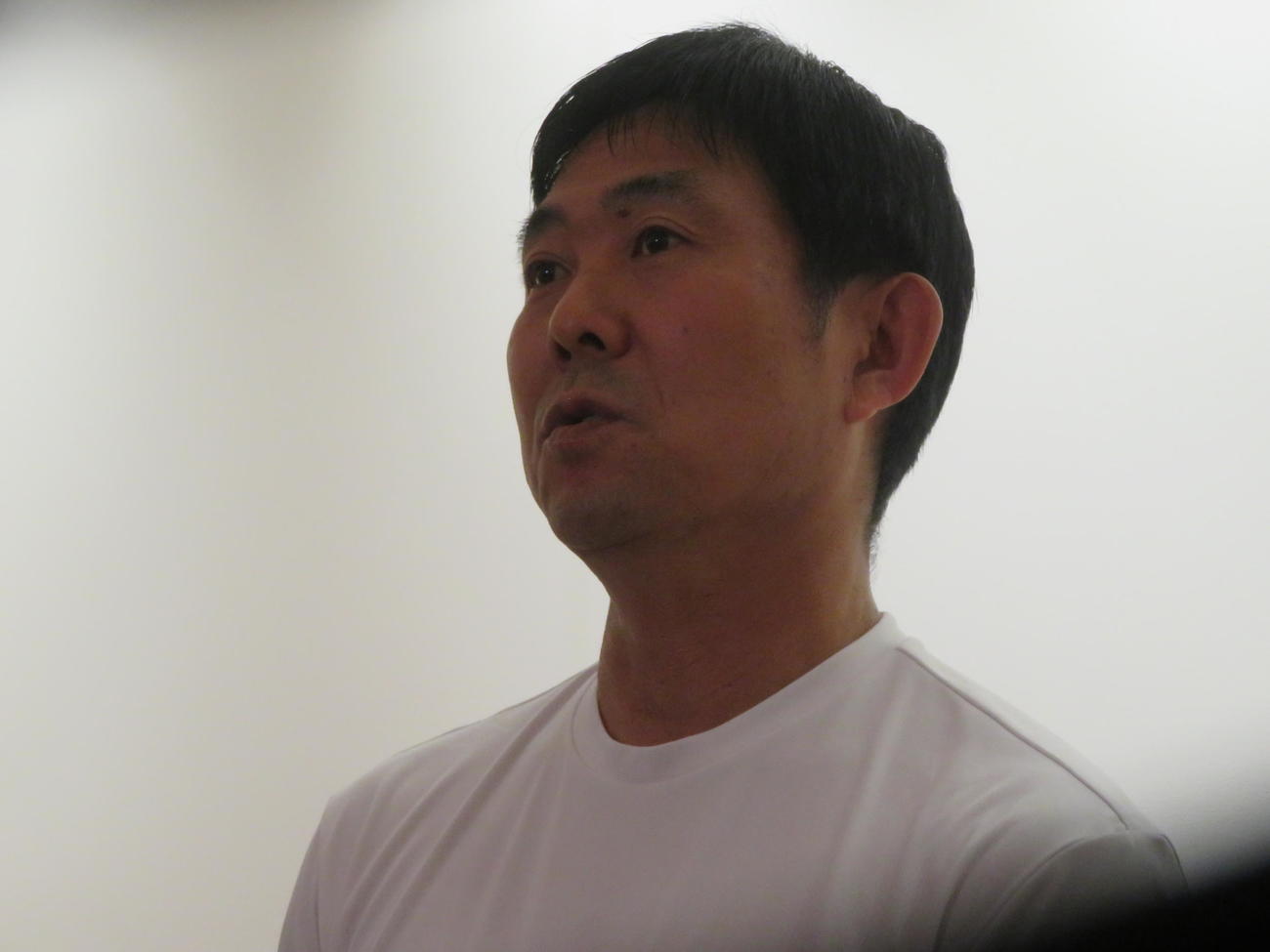 米国遠征とW杯北中米大会のキャンプ候補地視察から帰国した日本代表森保一監督（撮影・佐藤成）