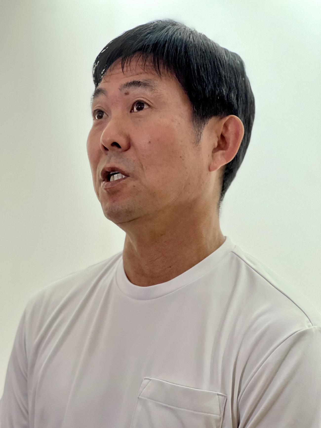 米国遠征とW杯北中米大会のキャンプ候補地視察から帰国した日本代表森保一監督（撮影・佐藤成）