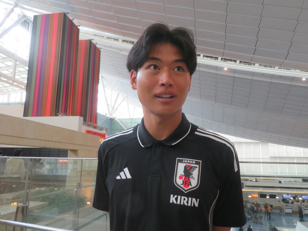 U－20W杯チリ大会に向けて出発したU－20日本代表の市原吏音（撮影・佐藤成）