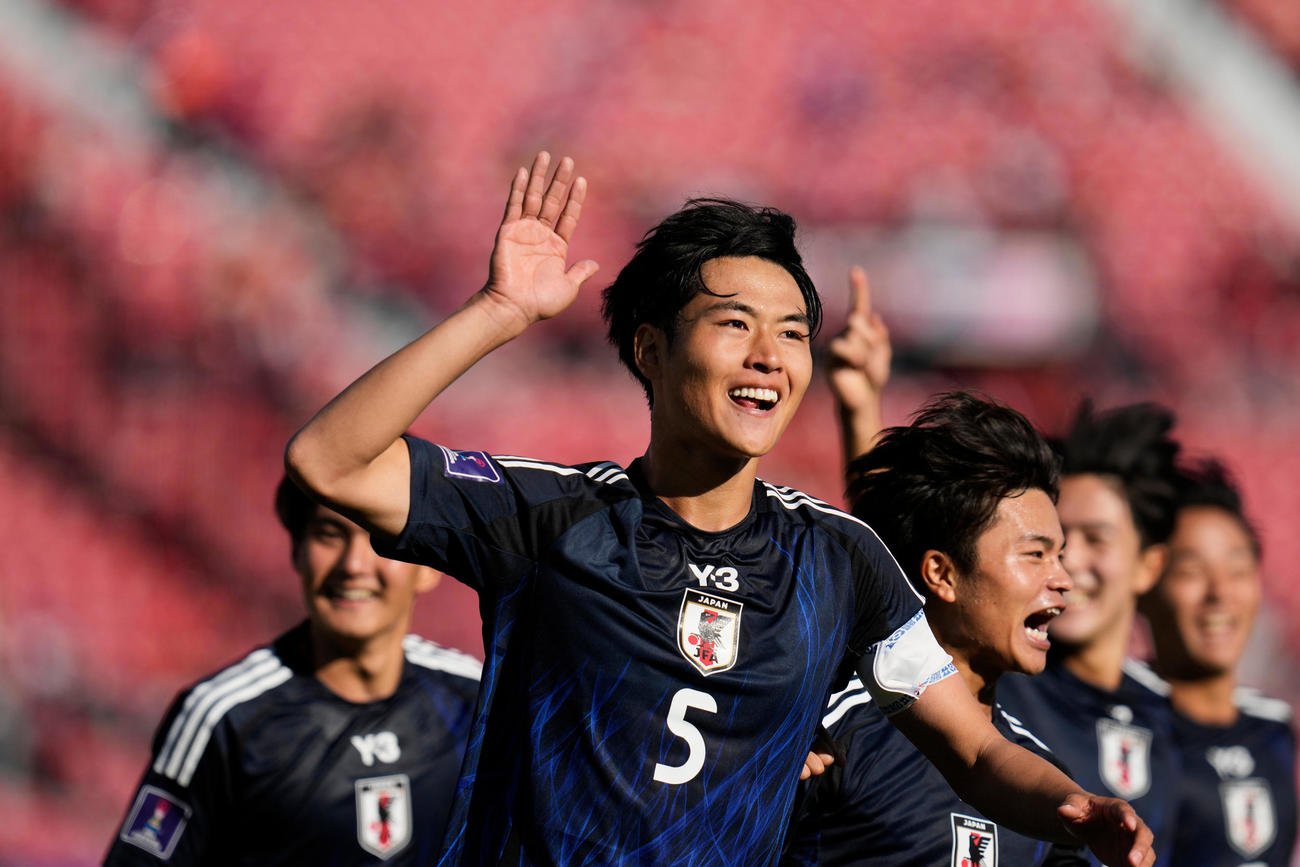 U20W杯、日本－エジプト　先制ゴールを決めて喜ぶ市原吏音（AP）