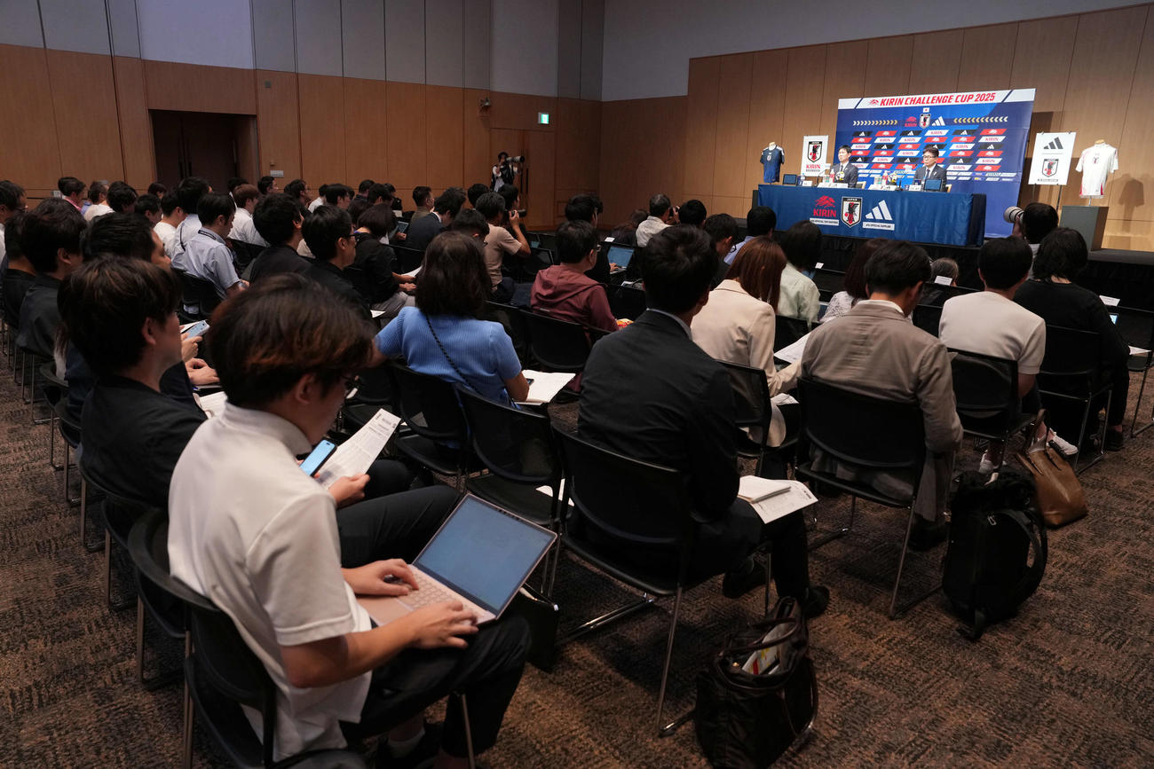 日本代表メンバー発表会見集まった報道陣（撮影・たえ見朱実）