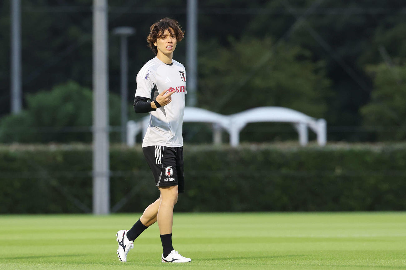 練習に臨む田中（撮影・宮地輝）