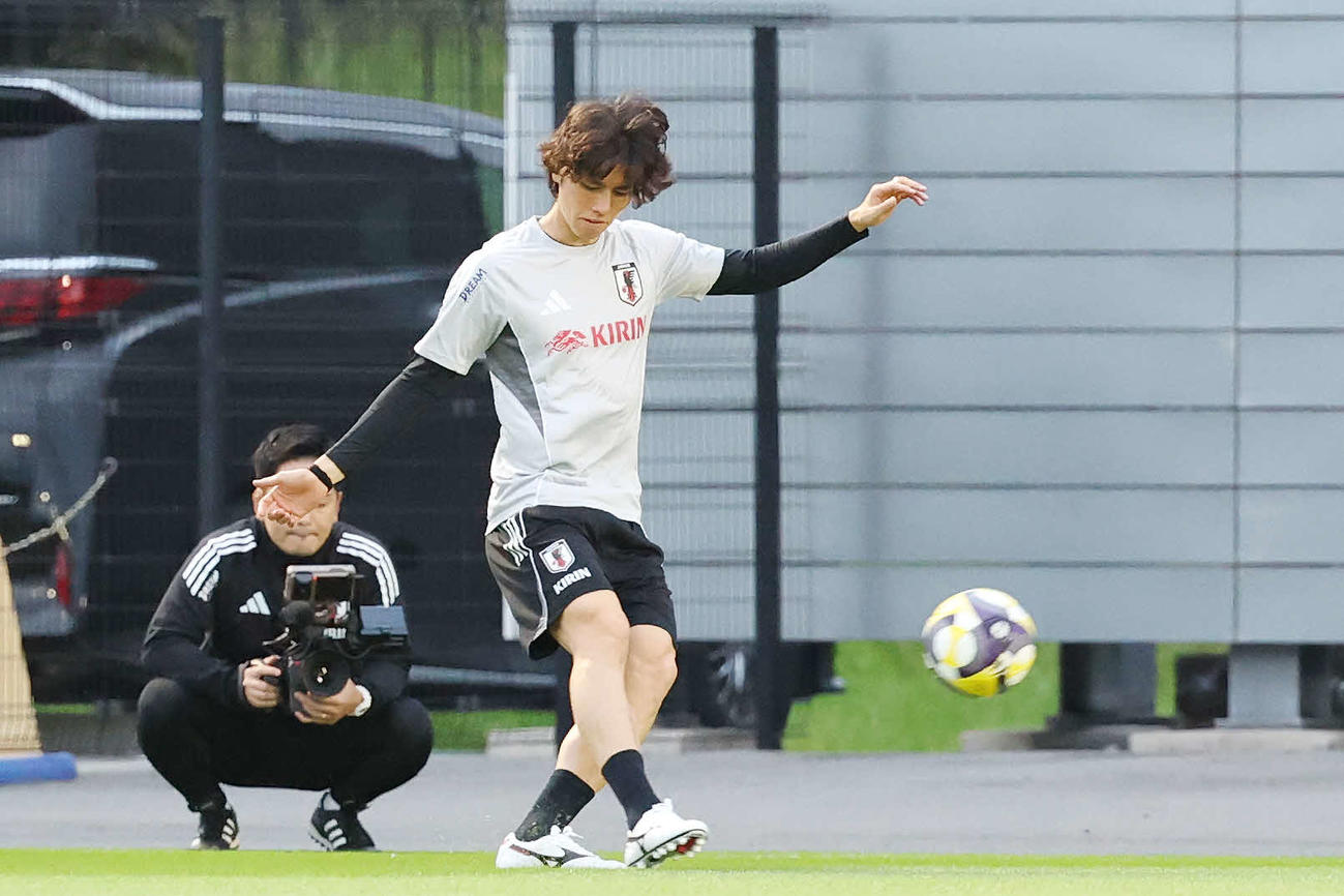 練習に臨む田中（撮影・宮地輝）