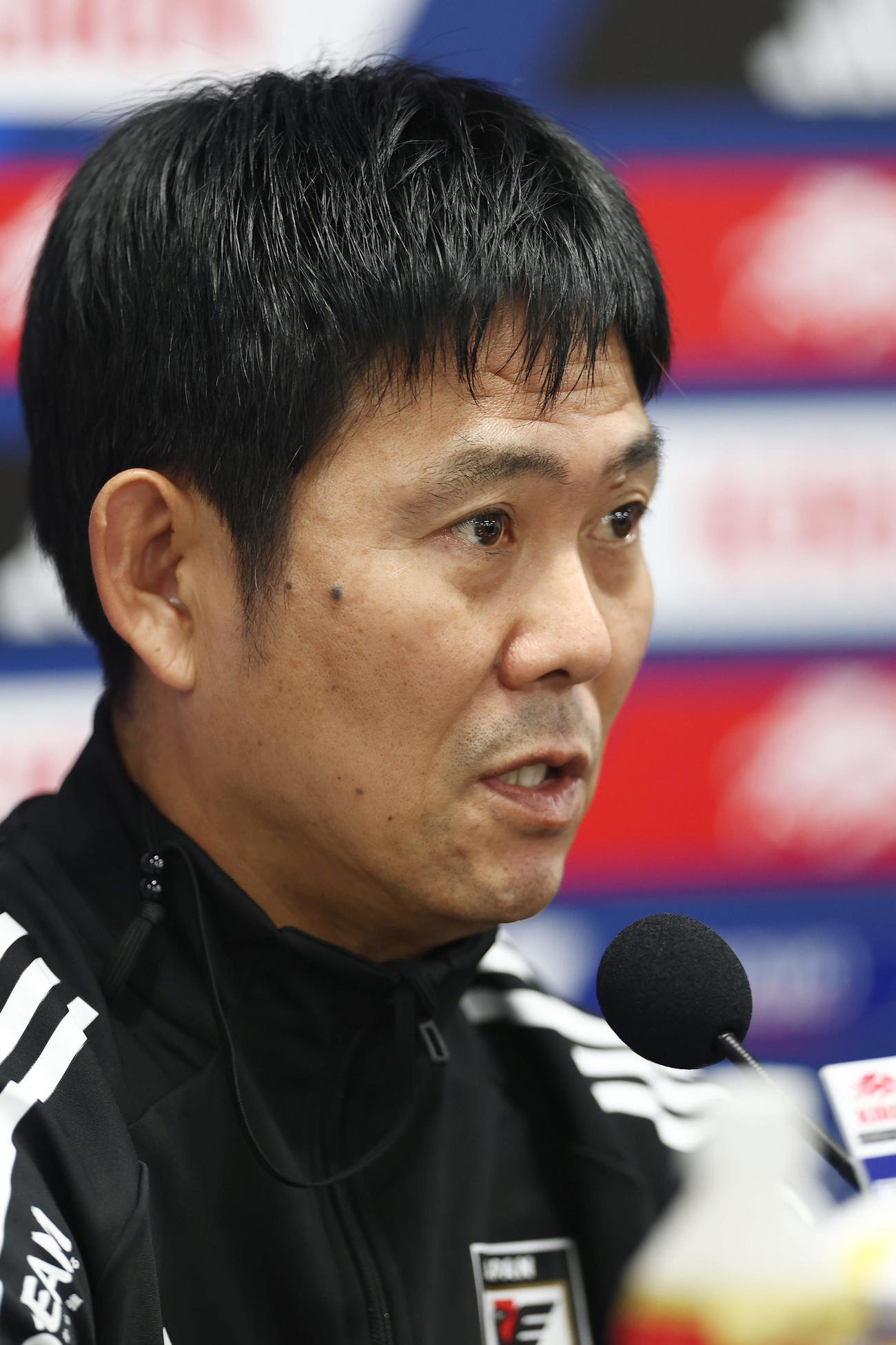パラグアイ戦に向けた公式会見に臨む森保監督（撮影・前田充）