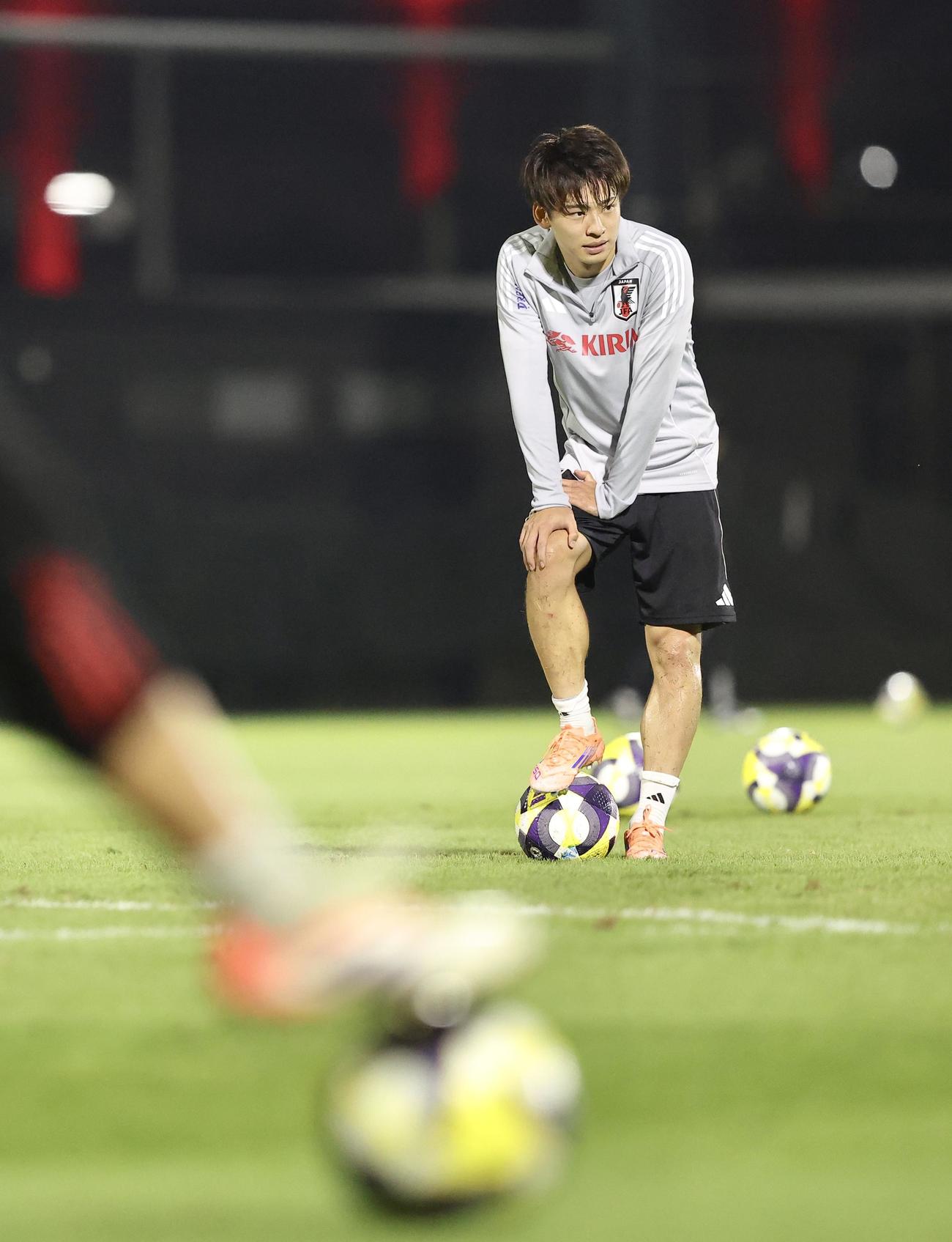 練習に臨む斉藤（撮影・河田真司）