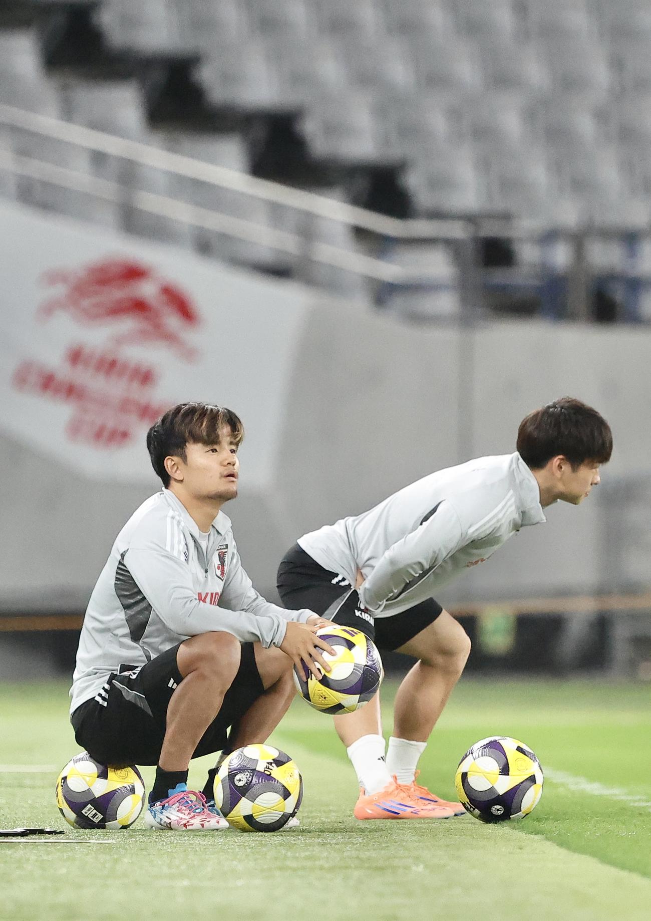 前日練習に臨む久保（撮影・河田真司）