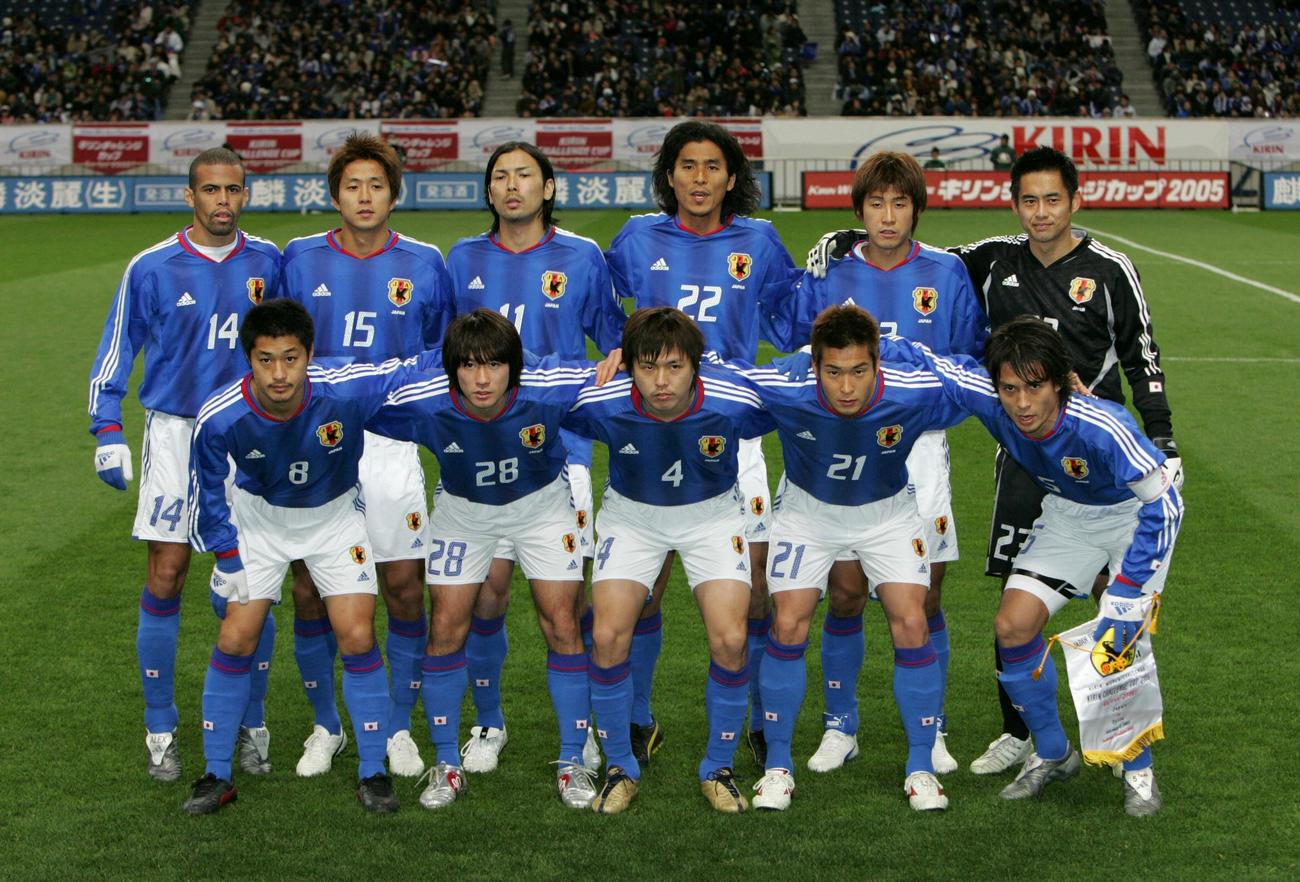 キリンチャレンジカップ2005　日本対シリア　先発した日本代表イレブン（2005年2月2日撮影）