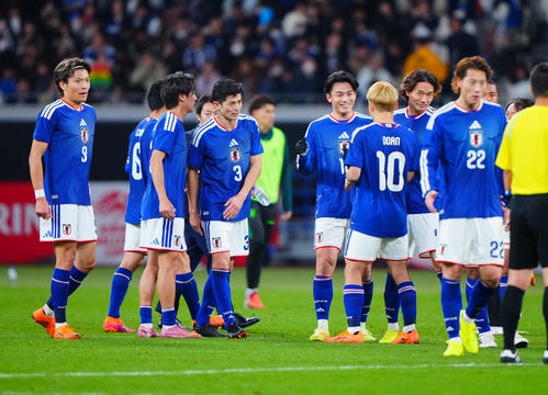 日本対ボリビア　ボリビアに勝利した日本（撮影・垰建太）