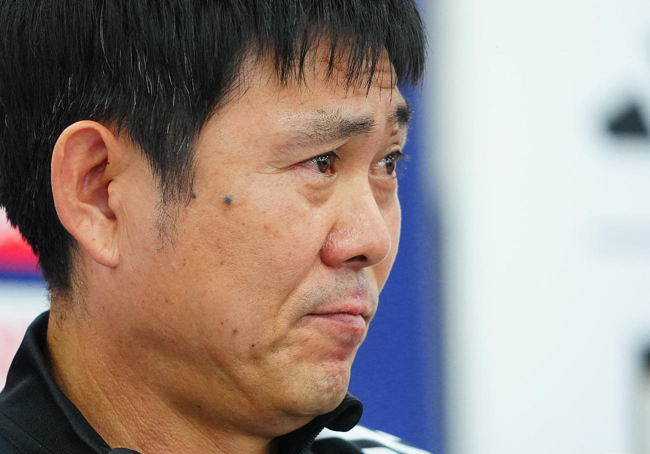 ボリビア戦に向けた前日会見に臨む森保監督（撮影・垰建太）