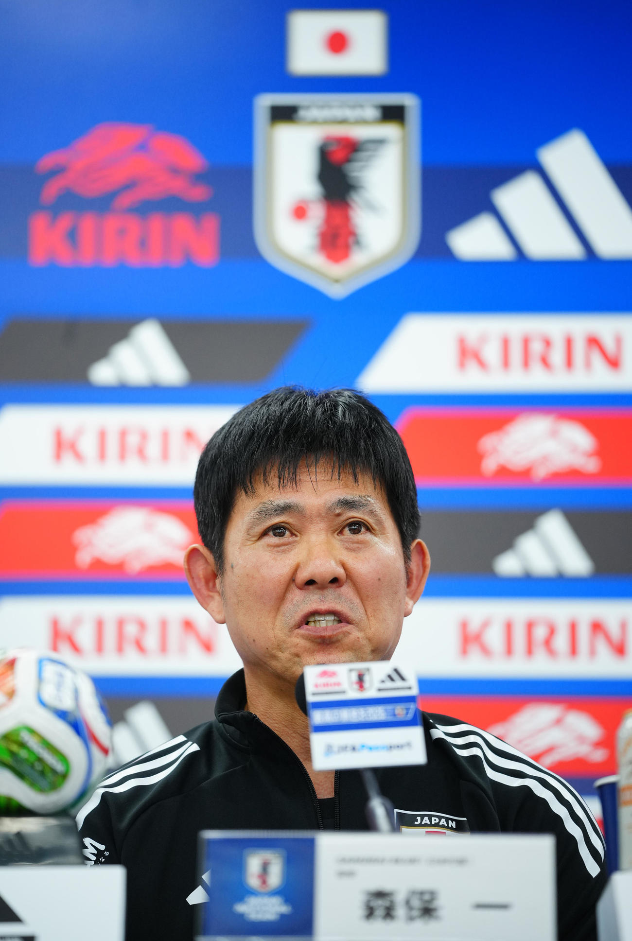 ボリビア戦に向けた前日会見に臨む森保監督（撮影・垰建太）