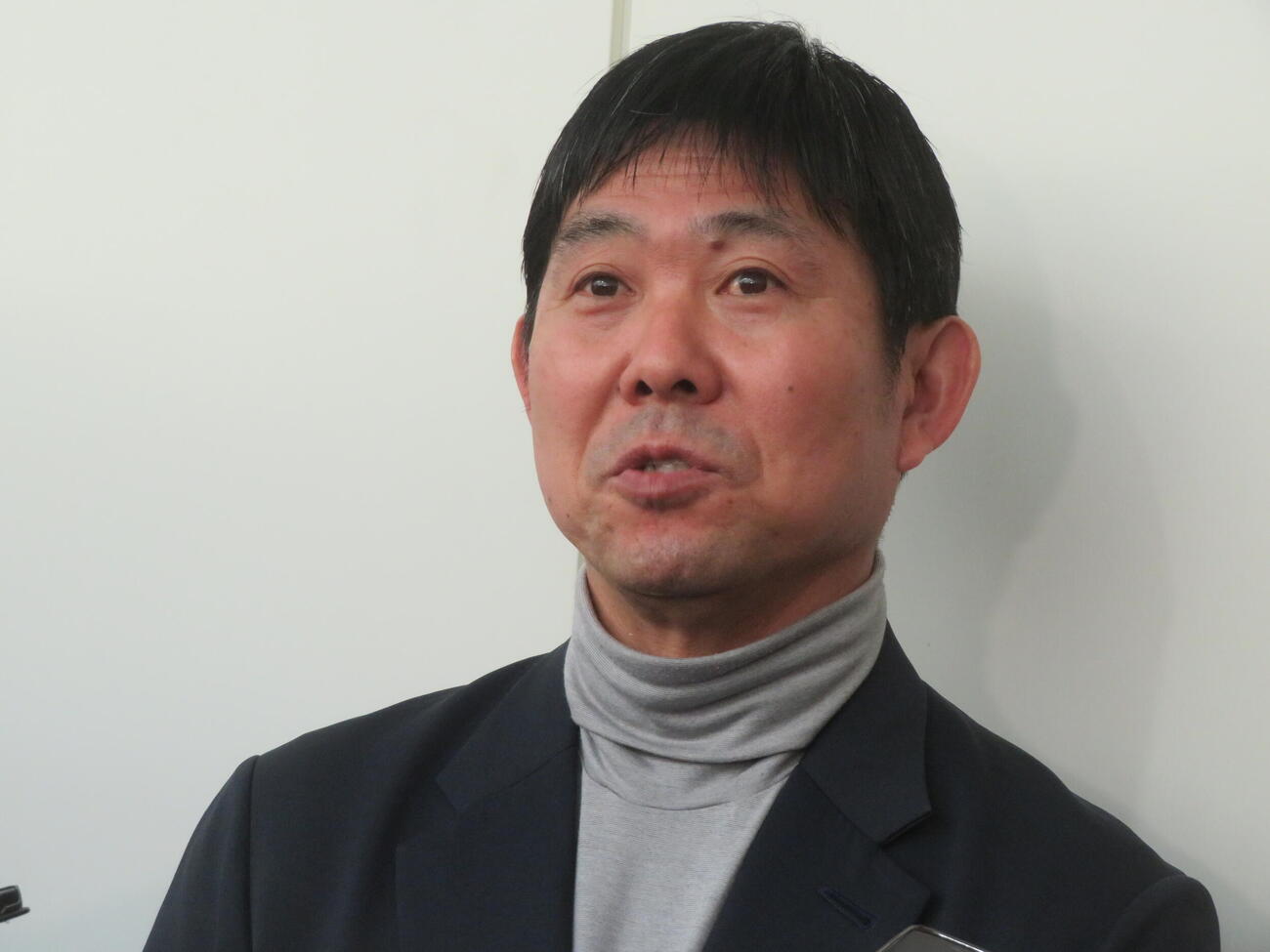 欧州視察から帰国した日本代表の森保一監督（撮影・佐藤成）