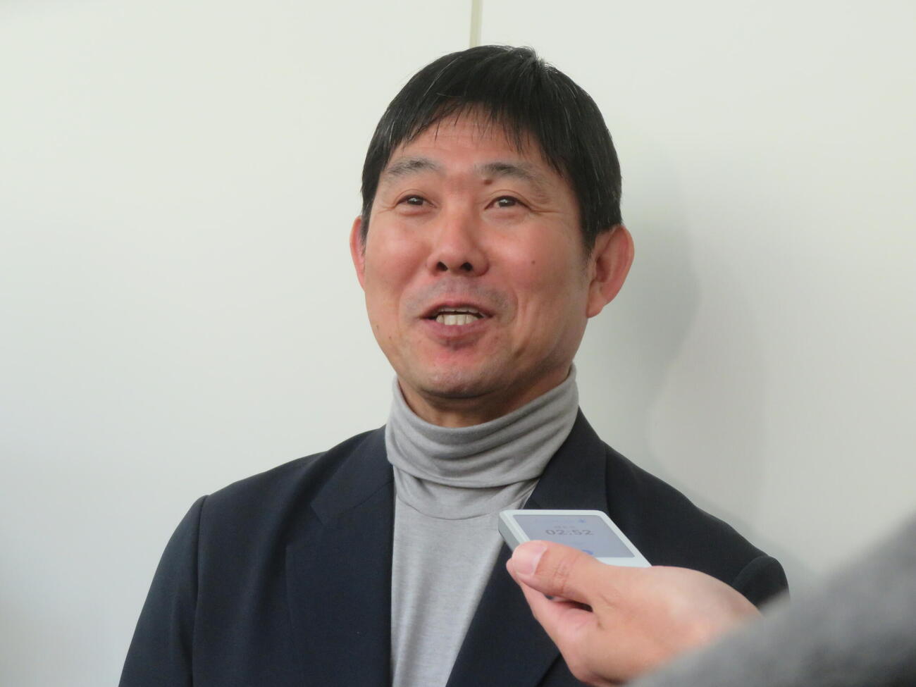欧州視察から帰国した日本代表の森保一監督（撮影・佐藤成）
