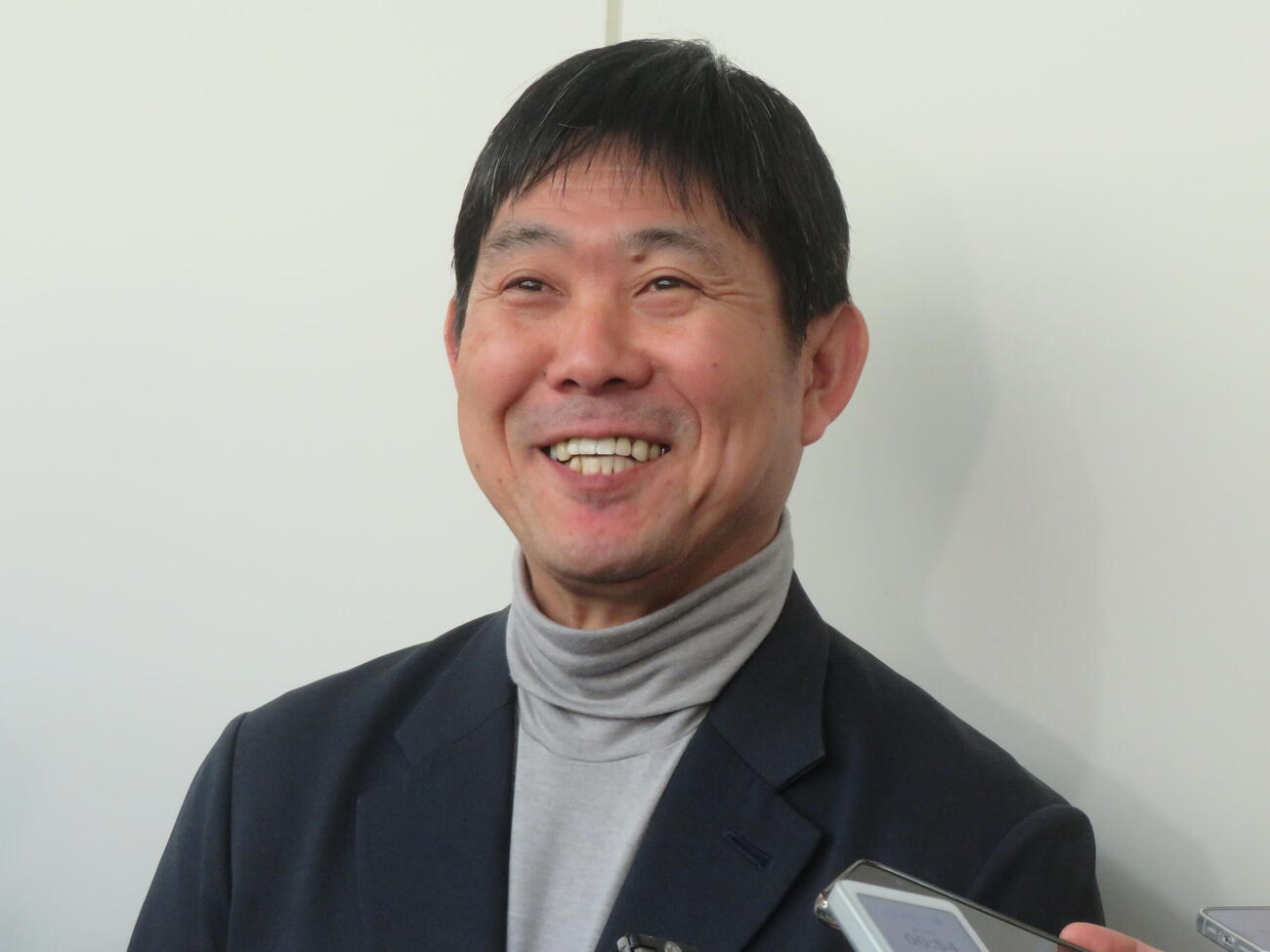 欧州視察から帰国した日本代表の森保一監督（撮影・佐藤成）