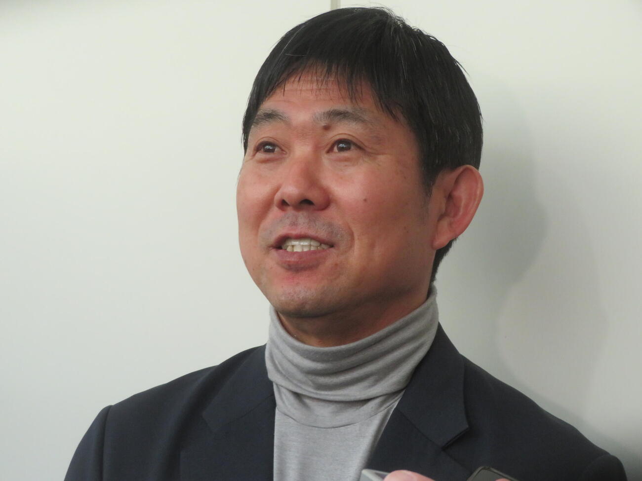 欧州視察から帰国した日本代表の森保一監督（撮影・佐藤成）