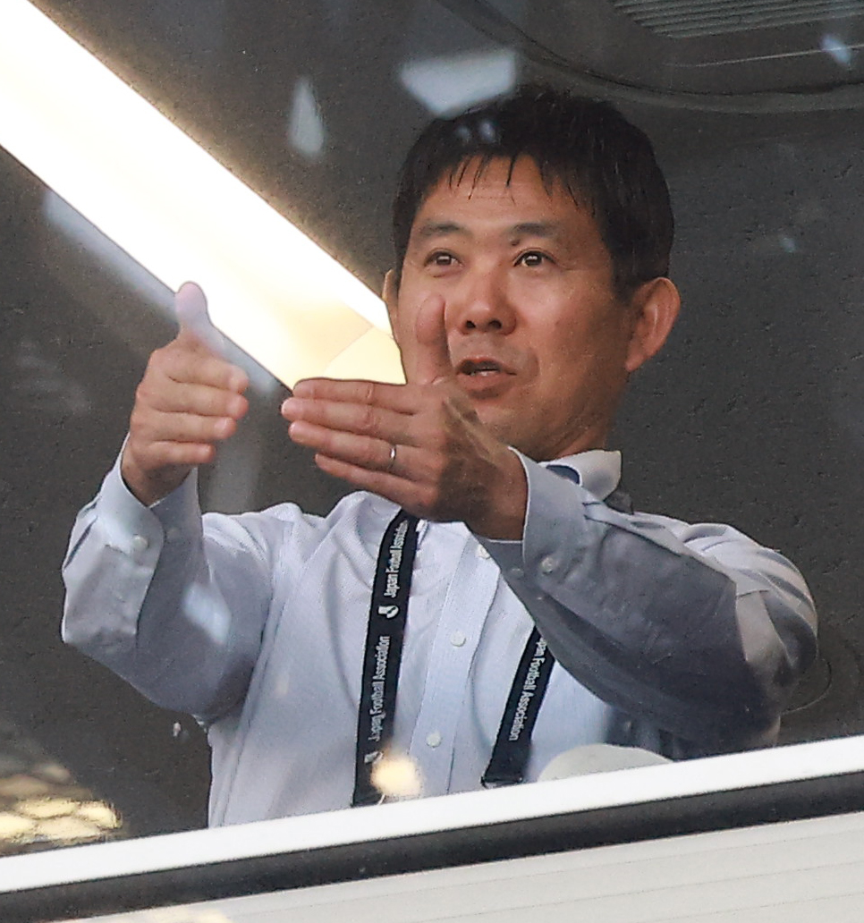 川崎対水戸　視察に訪れた日本代表森保監督（撮影・野上伸悟）