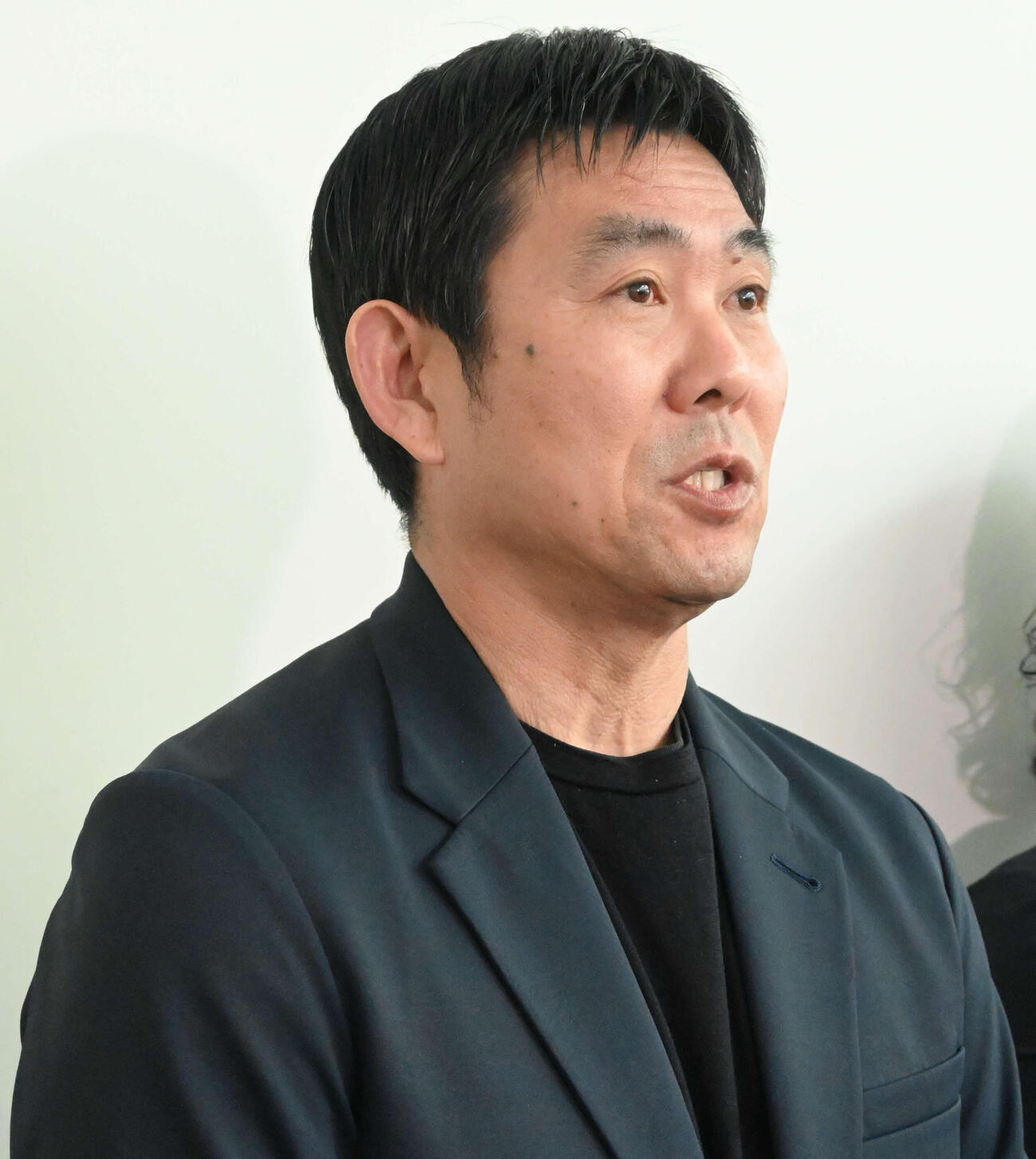 欧州視察から帰国した日本代表森保監督（撮影・飯岡大暉）