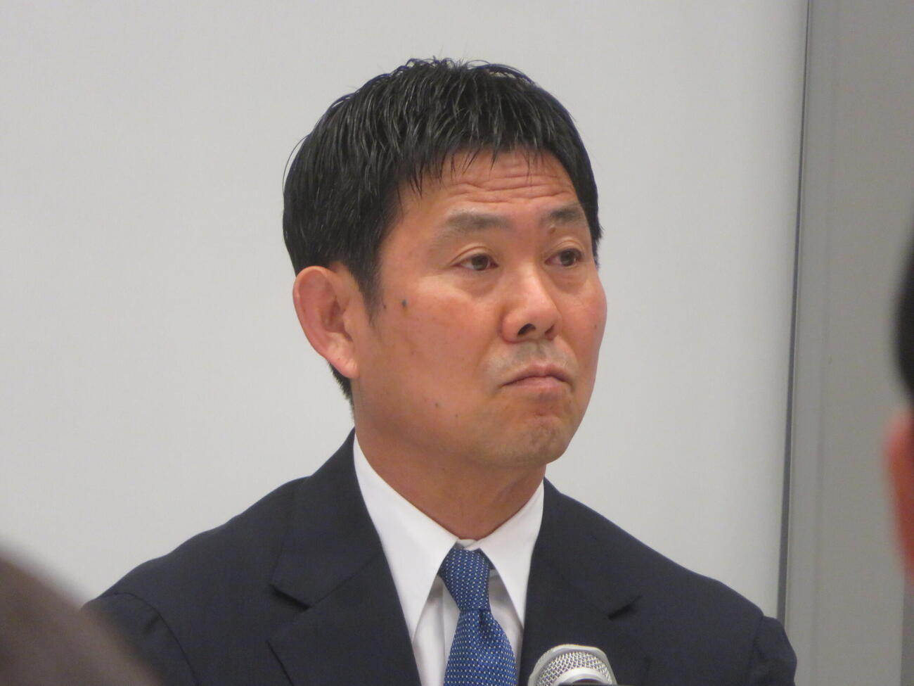 「サッカー外交推進議員連盟」「障がい者サッカーを応援する国会議員連盟」合同総会に出席した日本代表の森保一監督（撮影・佐藤成）