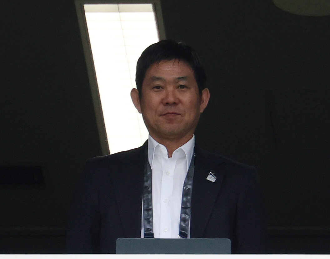 東京V対鹿島　視察に訪れた日本代表森保一監督（撮影・宮地輝）